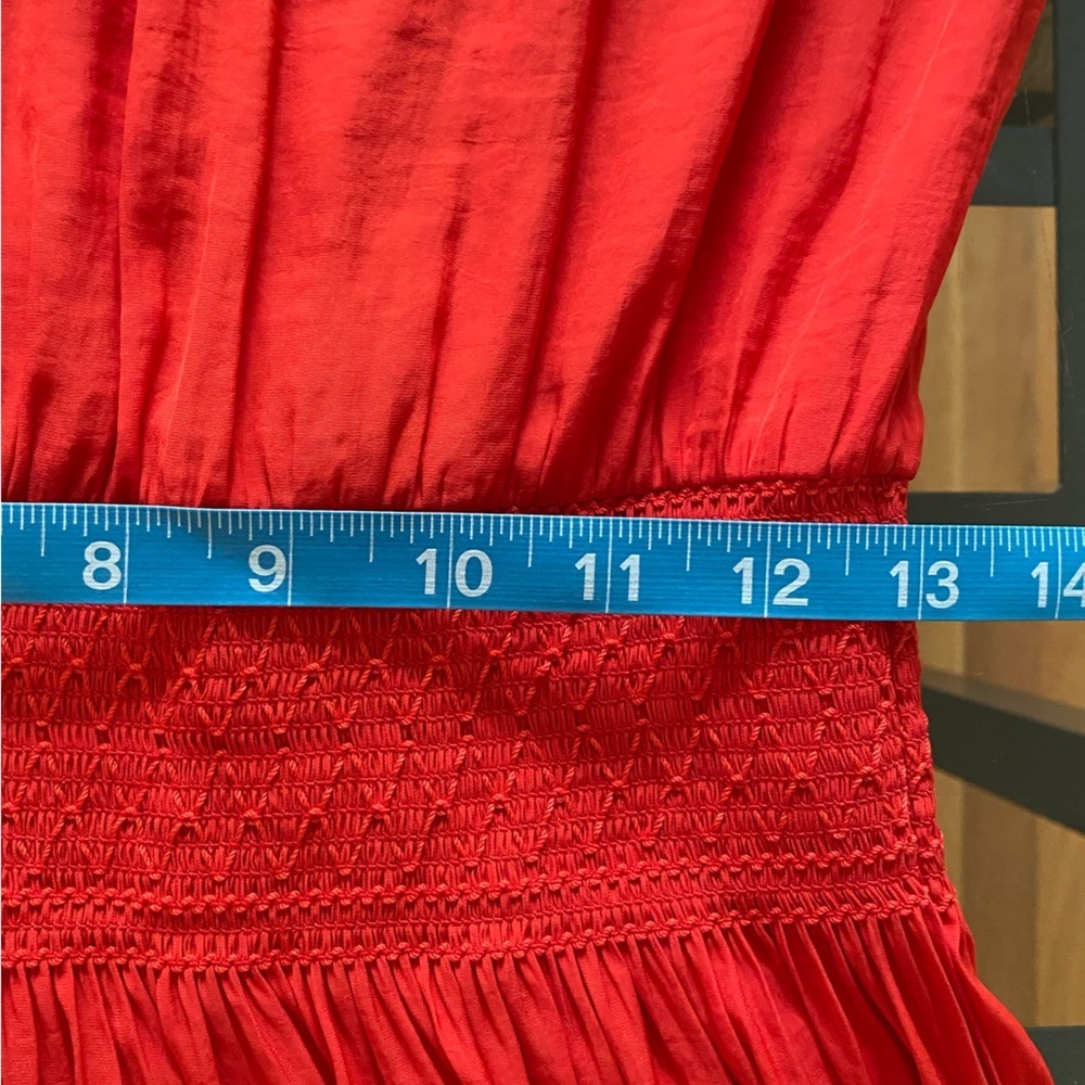 Ramy Brook Red Shelly Smocked Drop Waist Mini Dress S - Picture 13 of 16